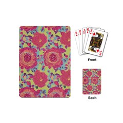 Mid Century Retro Floral 1970s 1960s Pattern 82 Playing Cards Single Design (mini)