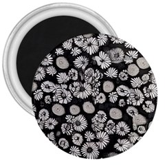 Mid Century Retro Floral 1970s 1960s Pattern 86 3  Magnets