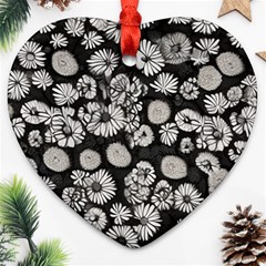 Mid Century Retro Floral 1970s 1960s Pattern 86 Ornament (heart)