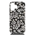 Mid Century Retro Floral 1970s 1960s Pattern 86 iPhone 16 Black UV Print PC Hardshell Case Front