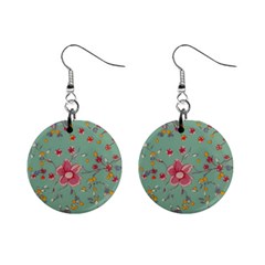 Mid Century Retro Floral 1970s 1960s Pattern 79 Mini Button Earrings