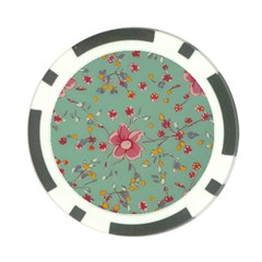 Mid Century Retro Floral 1970s 1960s Pattern 79 Poker Chip Card Guard