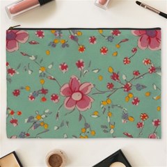 Mid Century Retro Floral 1970s 1960s Pattern 79 Cosmetic Bag (xxxl)