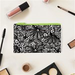 Mid Century Retro Floral 1970s 1960s Pattern 73 Cosmetic Bag (XS) Front
