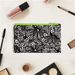 Mid Century Retro Floral 1970s 1960s Pattern 73 Cosmetic Bag (XS) Back