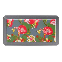Mid Century Retro Floral 1970s 1960s Pattern 83 Memory Card Reader (mini)