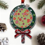 Mid Century Retro Floral 1970s 1960s Pattern 76 Metal X Mas Lollipop with Crystal Ornament Front