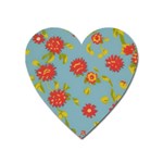 Mid Century Retro Floral 1970s 1960s Pattern 78 Heart Magnet Front