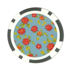 Mid Century Retro Floral 1970s 1960s Pattern 78 Poker Chip Card Guard