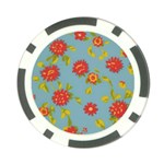 Mid Century Retro Floral 1970s 1960s Pattern 78 Poker Chip Card Guard Back