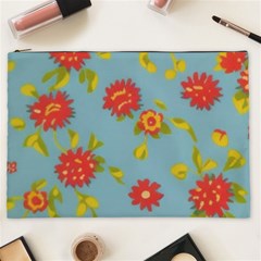 Mid Century Retro Floral 1970s 1960s Pattern 78 Cosmetic Bag (xxl)