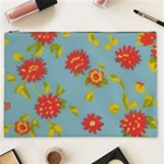 Mid Century Retro Floral 1970s 1960s Pattern 78 Cosmetic Bag (XXL) Front