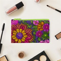Mid Century Retro Floral 1970s 1960s Pattern 55 Cosmetic Bag (xs)