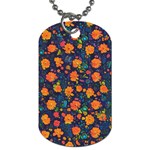 Mid Century Retro Floral 1970s 1960s Pattern 61 Dog Tag (One Side) Front