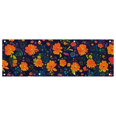 Mid Century Retro Floral 1970s 1960s Pattern 61 Banner And Sign 9  X 3 