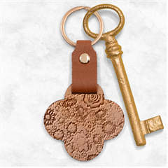 Mid Century Retro Floral 1970s 1960s Pattern 59 Engraved Wood Key Chain