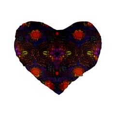 Mid Century Retro Floral 1970s 1960s Pattern 67 Standard 16  Premium Flano Heart Shape Cushions