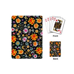 Mid Century Retro Floral 1970s 1960s Pattern 57 Playing Cards Single Design (mini)