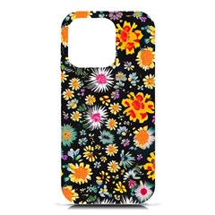Mid Century Retro Floral 1970s 1960s Pattern 57 Iphone 16 Pro Black Uv Print Pc Hardshell Case