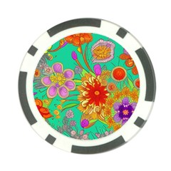 Mid Century Retro Floral 1970s 1960s Pattern 58 Poker Chip Card Guard (10 Pack)