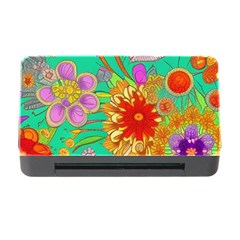 Mid Century Retro Floral 1970s 1960s Pattern 58 Memory Card Reader With Cf
