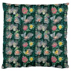 Mid Century Retro Floral 1970s 1960s Pattern 62 Large Premium Plush Fleece Cushion Case (one Side)