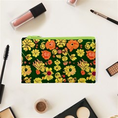Mid Century Retro Floral 1970s 1960s Pattern 68 Cosmetic Bag (xs)
