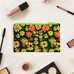 Mid Century Retro Floral 1970s 1960s Pattern 68 Cosmetic Bag (XS) Back
