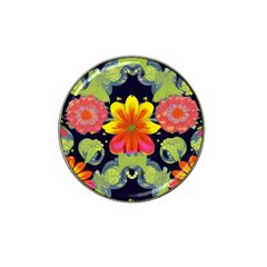 Mid Century Retro Floral 1970s 1960s Pattern 54 Hat Clip Ball Marker