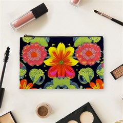 Mid Century Retro Floral 1970s 1960s Pattern 54 Cosmetic Bag (medium)