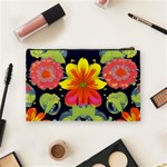Mid Century Retro Floral 1970s 1960s Pattern 54 Cosmetic Bag (Medium) Back