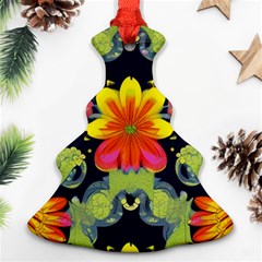 Mid Century Retro Floral 1970s 1960s Pattern 54 Christmas Tree Ornament (two Sides)