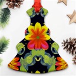 Mid Century Retro Floral 1970s 1960s Pattern 54 Christmas Tree Ornament (Two Sides) Back