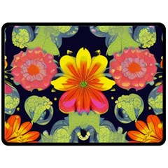 Mid Century Retro Floral 1970s 1960s Pattern 54 80  X 56  Two Sides Fleece Blanket (large)