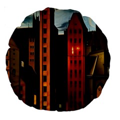 Sci-fi Futuristic Science Fiction City Neon Scene Artistic Technology Machine Fantasy Gothic Town Bu Large 18  Premium Round Cushions