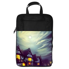 Village Moon Cloudy Historical Tudor Architecture Houses Town Night Windows City Foldable Shoe Storage Bag