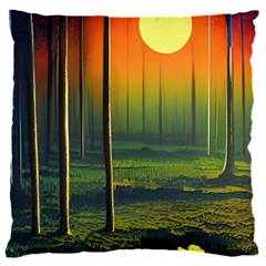Outdoors Night Moon Full Moon Trees Setting Scene Forest Woods Light Moonlight Nature Wilderness Lan 18  Baby Flannel Cushion Case (two Sides)