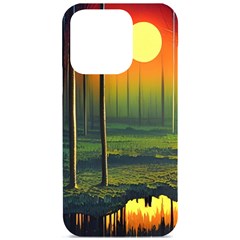 Outdoors Night Moon Full Moon Trees Setting Scene Forest Woods Light Moonlight Nature Wilderness Lan Iphone 15 Pro Black Uv Print Pc Hardshell Case