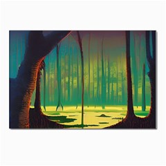Nature Swamp Water Sunset Spooky Night Reflections Bayou Lake Postcard 7  X 5  (pkg Of 10)