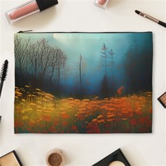 Wildflowers Field Outdoors Clouds Trees Cover Art Storm Mysterious Dream Landscape Cosmetic Bag (xl)