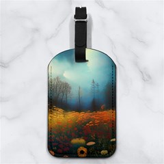 Wildflowers Field Outdoors Clouds Trees Cover Art Storm Mysterious Dream Landscape Nappa Leather Luggage Tag Rectangle