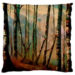 Woodland Woods Forest Trees Nature Outdoors Mist Moon Background Artwork Book 18  Baby Flannel Cushion Case (two Sides)