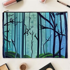 Nature Outdoors Night Trees Scene Forest Woods Light Moonlight Wilderness Stars Cosmetic Bag (xxxl)