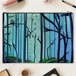 Nature Outdoors Night Trees Scene Forest Woods Light Moonlight Wilderness Stars Cosmetic Bag (XXXL) Back