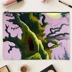 Outdoors Night Full Moon Setting Scene Woods Light Moonlight Nature Wilderness Landscape Cosmetic Bag (xxxl)