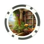 Room Interior Library Books Bookshelves Reading Literature Study Fiction Old Manor Book Nook Reading Poker Chip Card Guard (10 pack) Back