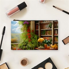 Room Interior Library Books Bookshelves Reading Literature Study Fiction Old Manor Book Nook Reading Cosmetic Bag (medium)