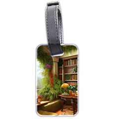 Room Interior Library Books Bookshelves Reading Literature Study Fiction Old Manor Book Nook Reading Luggage Tag (two Sides)