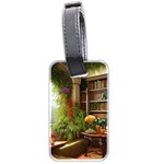 Room Interior Library Books Bookshelves Reading Literature Study Fiction Old Manor Book Nook Reading Luggage Tag (two sides) Back