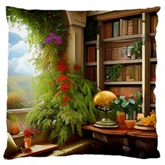 Room Interior Library Books Bookshelves Reading Literature Study Fiction Old Manor Book Nook Reading Large Cushion Case (one Side)